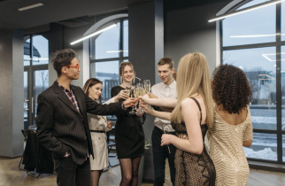 Group of Coworkers With a Champagne Toast